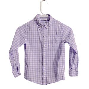 Janie and Jack Button Down Lavender Gingham Poplin Shirt Size 6